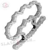 Bike Chain Link Brass Knuckles Heavy Duty Motorcycle Biker Paperweight - Silver/Chrome
