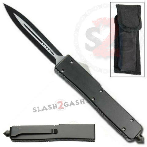 Blockade OTF Double Action Automatic Knife Black 2 Tone - Dual Edge
