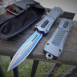 Spartan OTF Knife Grey w/ Blue Spectrum Carbon Fiber - Spear - S2G Tactical Switchblade Knives *Limited Edition*