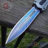 Spartan OTF Knife Grey w/ Blue Spectrum Carbon Fiber - Spear - S2G Tactical Switchblade Knives *Limited Edition*