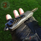 Spartan OTF Knife Grey w/ Blue Spectrum Carbon Fiber - Spear - Delta Force Switchblade Knives *Limited Edition*