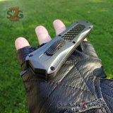 Spartan OTF Knife Grey w/ Blue Spectrum Carbon Fiber - Spear - S2G Tactical Switchblade Knives *Limited Edition*