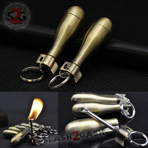 Bomb Survival Key Chain Fire Starter Missile - Emergency Permanent Match Flint Camping Kerosene Lighter