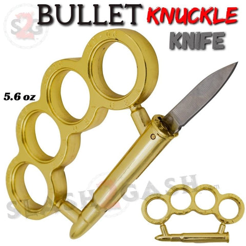 Bullet Knuckles w/ Hidden Knife USA Paperweight - Gold Duster .30-06 thirty ought six