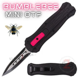 Black Pink Mini Out The Front Knife Small Automatic Switchblade Knives California Legal - Dagger Bumble Bee