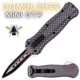 California Legal Mini Out The Front Knife Small Automatic Switchblade Knives - Carbon Fiber Bumble Bee