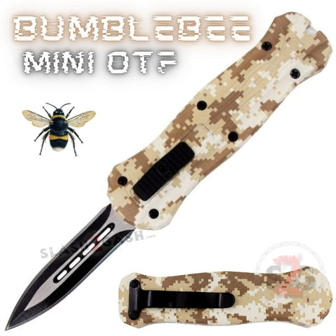 Desert Camouflage Digital Sand Camo Mini Out The Front Knife Small Automatic Switchblade Knives California Legal - Dagger Bumble Bee