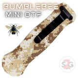 California Legal Mini Out The Front Knife Small Automatic Switchblade Knives - Desert Digital Camo Bumble Bee