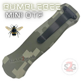 California Legal Mini Out The Front Knife Small Automatic Switchblade Knives - Digital Green Camo Bumble Bee