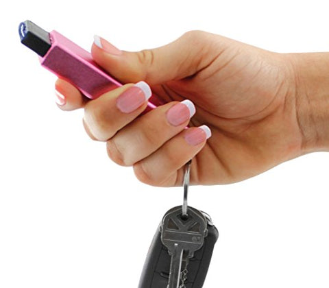 Micro USB Slider Mini Keychain STUN GUN w/ LED Rechargeable Pink