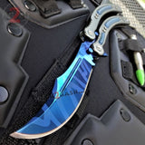 Blue Slaughter Butterfly Knife CSGO Balisong SHARP 440C Tactical Knives w/ Spring Latch