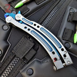 CSGO Blue Slaughter Butterfly Knife SHARP 440C Counter Strike Grey Balisong