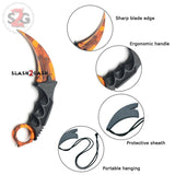 CSGO karambit orange camo tactical claw neck knife fixed blade knives counter strike CS GO hawkbill with sheath hunter camouflage