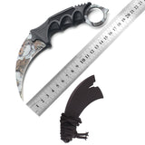 CSGO karambit winter camo tactical claw neck knife fixed blade knives counter strike CS GO hawkbill with sheath white camouflage
