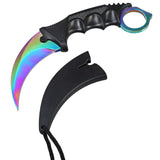CSGO karambit rainbow tactical claw neck knife fixed blade knives counter strike titanium fade CS GO