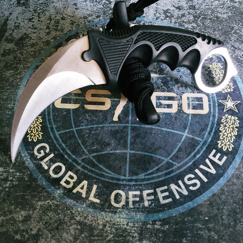 CSGO karambit silver tactical claw neck knife fixed blade knives counter strike CS GO hawkbill with sheath