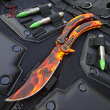 CSGO Blaze Flames Butterfly Knife SHARP 440C Counter Strike Tactical Balisong CS:GO
