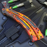 Flame CSGO Butterfly Knife SHARP 440C Counter Strike Tactical Balisong