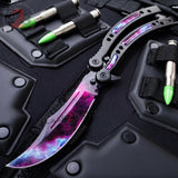 CSGO Black Galaxy Butterfly Knife SHARP 440C Counter Strike Tactical Balisong