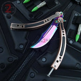 CSGO Rainbow Butterfly Knife SHARP 440C Counter Strike Balisong - Bronze