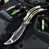 CSGO Silver Butterfly Knife SHARP Chrome Mirror Counter Strike Balisong