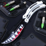 CSGO Spit Fire Shark Butterfly Knife SHARP 440C Counter Strike Tactical Balisong