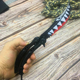 CSGO Spit Fire Shark Bomber Butterfly Knife SHARP Balisong - Black
