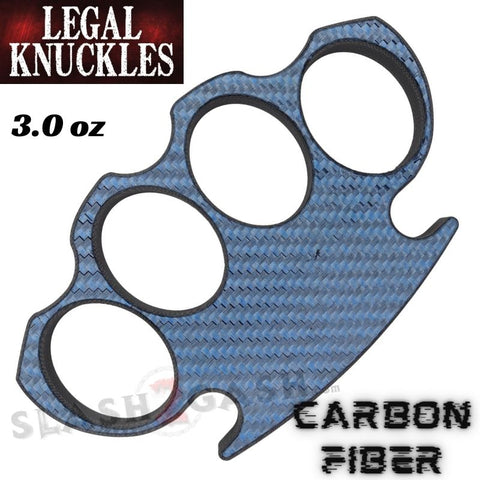 Blue Carbon Fiber Knuckles Legal Duster Light Weight Puncher - Self Defense Paperweight