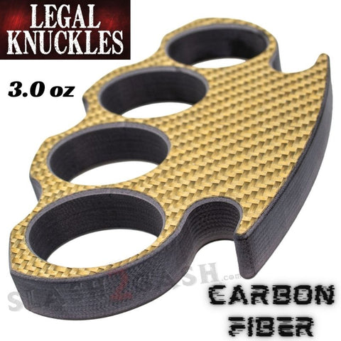Gold Carbon Fiber Knuckles Legal Duster Light Weight Puncher - Self Defense Paperweight