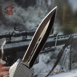 Carbon Fiber OTF Knife Delta Force Automatic Switchblade Knives Dark Knight - Double Edge Dagger