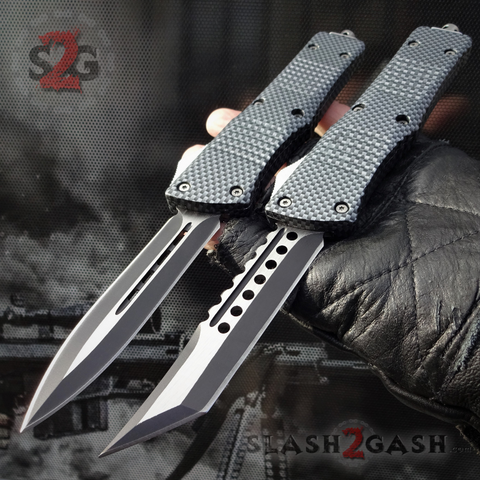 Carbon Fiber OTF Knife Delta Force Automatic Switchblade Knives - Dark Knight S2G slash2gash