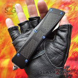 Dark Knight VG-10 OTF Knife Carbon Fiber Blue Screws - Tanto Extreme Automatic Switchblade