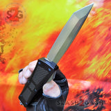 Dark Knight VG-10 OTF Knife CNC T6061 w/ Carbon Fiber Blue Screws - Tanto Automatic Switchblade - Delta Force Knives