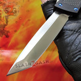 Dark Knight VG-10 OTF Knife CNC T6061 w/ Carbon Fiber Blue Screws - Tanto Automatic Switchblade - Delta Force Knives
