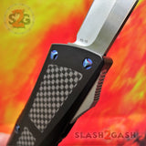 Dark Knight VG-10 OTF Knife CNC T6061 w/ Carbon Fiber Blue Screws - Tanto Automatic Switchblade - Delta Force Knives