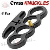 Cross Brass Knuckles Cardinals Revenge Belt Buckle Steel Paperweight - Black Duster