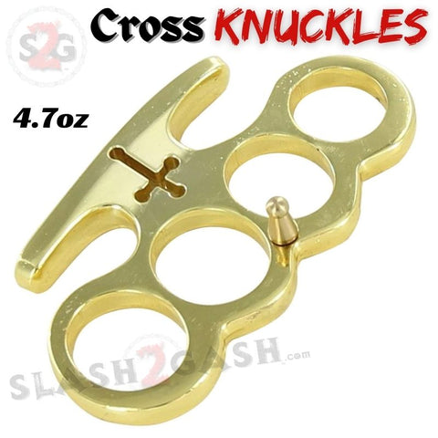 Cross Brass Knuckles Cardinals Revenge Belt Buckle - Gold