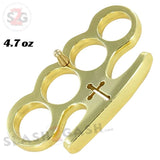Cross Brass Knuckles Cardinals Revenge Belt Buckle - Gold