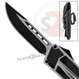 Chrome Scarab OTF Knife D/A Automatic Switchblade Silver - Drop Point Plain Edge