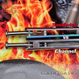 Classic Balisong Trainer 6 Hole Butterfly Knife Simple Sandwich vs Channel construction dull training practice