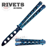 Classic Balisong Trainer 6 Hole Butterfly Knife Training Practice (RIVETED) dull - Bue Sandwich