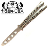 Butterfly Knife TRAINER Dull Balisong w/ Spring Latch - Grey
