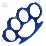 Classic Heavy Duty Belt Buckle & Paperweight - BLUE Brass Knuckles Solid Aluminum