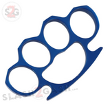 Classic Heavy Duty Belt Buckle & Paperweight - BLUE Brass Knuckles Solid Aluminum