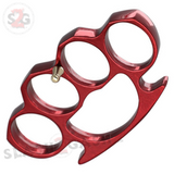 Classic Heavy Duty Belt Buckle & Paperweight - RED Brass Knuckles Solid Aluminum
