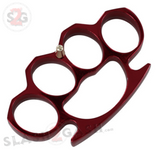 Classic Heavy Duty Belt Buckle & Paperweight - RED Brass Knuckles Solid Aluminum