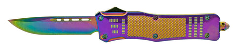 Full Rainbow Commando OTF Knife D/A Automatic Switchblade - Drop Point