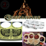 Constantine Brass Knuckles Holy Spiritus Paperweight Movie Replica Cross Buckle - Gold Silver Bronze