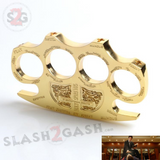 Constantine Brass Knuckles Holy Spiritus Paperweight Movie Replica Cross Buckle - Gold