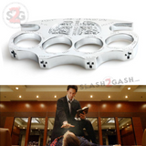 Constantine Brass Knuckles Holy Spiritus Paperweight Movie Replica Cross Buckle - Silver Chrome